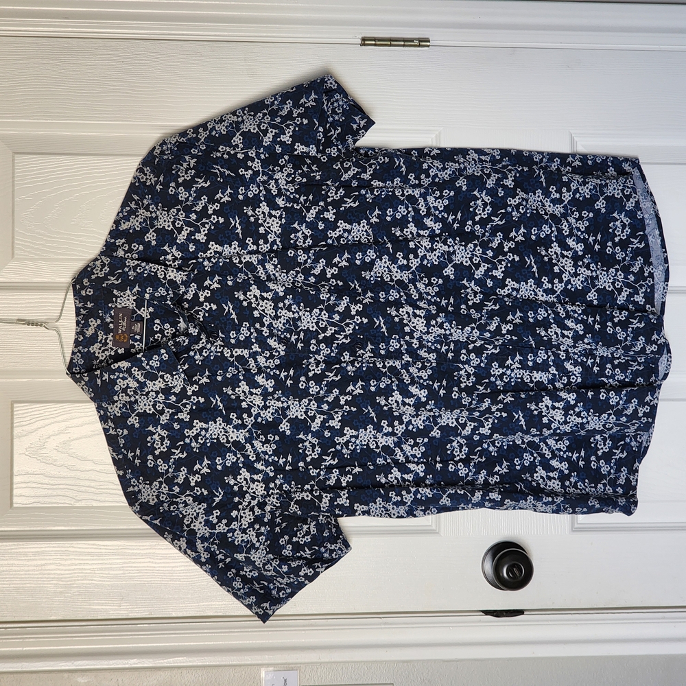 Men's Navy Floral Button Down Shirt